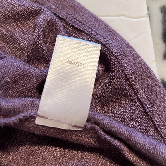 LOGO Lori Goldstein S purple tunic high low hem vneck knit top pocket 3/4 sleeve - Picture 8 of 8